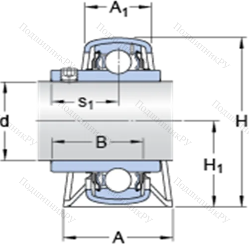 Стационарные подшипниковые узлы типа Y (литой корпус, крепление стопорными винтами) P 1.1/2 TF