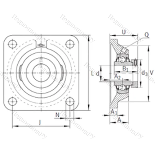 Подшипниковый узел шариковый радиальный RCJ 1-11/16