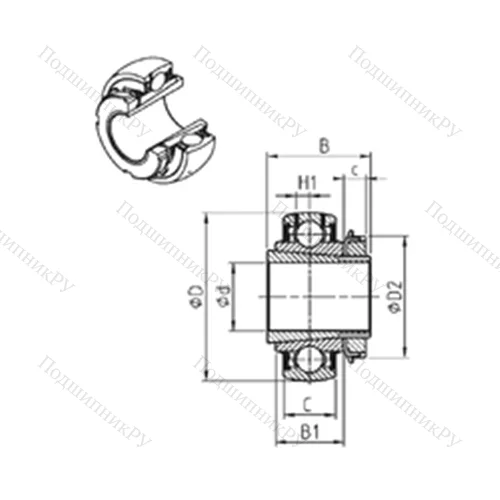 Подшипник шариковый радиальный UK 211+H-30