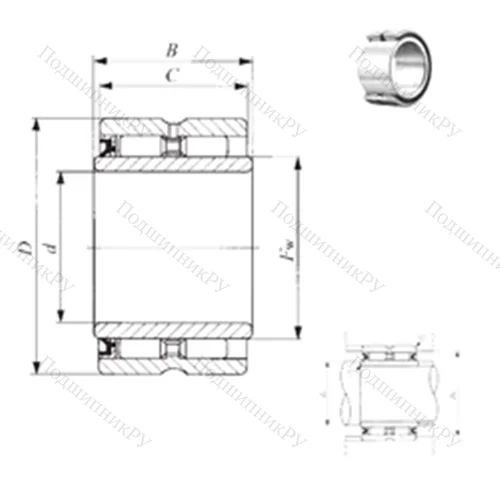Подшипник игольчатый радиальный GBRI 568032 U