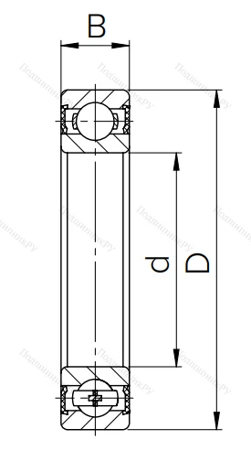 Шариковый однорядный подшипник 180105 (6005 2RS)