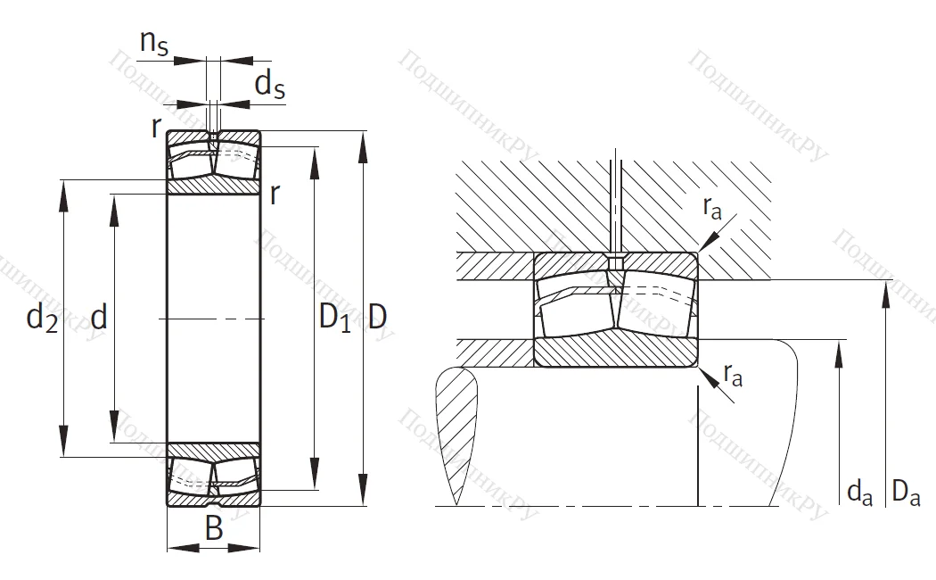 Сферический роликовый подшипник 22211 E 1.C 3
