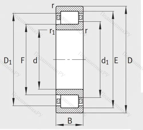 Роликовый цилиндрический подшипник NJ 312 E XL TVP 2 от производителя  FAG