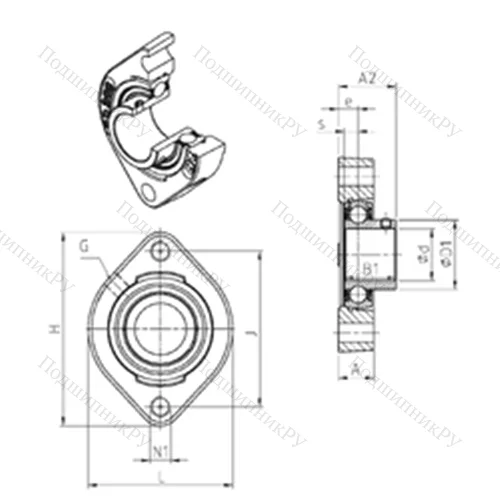 Подшипниковый узел шариковый радиальный USFD 206M 100