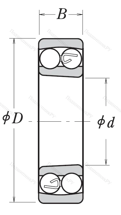 Двухрядный шариковый подшипник 1212 K