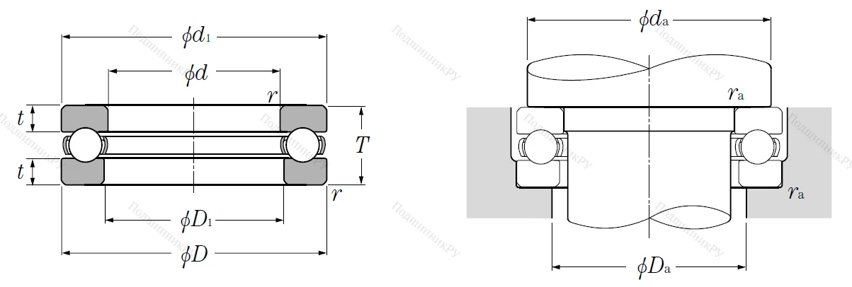 Упорный шариковый подшипник 51308