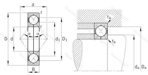 Радиально-упорный шариковый подшипник QJ 307 MPA от производителя  FAG