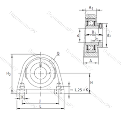 Подшипниковый узел шариковый радиальный PSHE 60-N