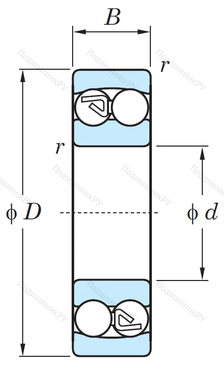 Двухрядный шариковый подшипник 2212