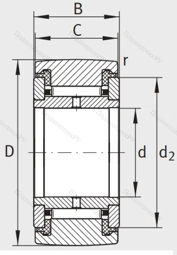Игольчатый подшипник NATR 8 PP от производителя  INA