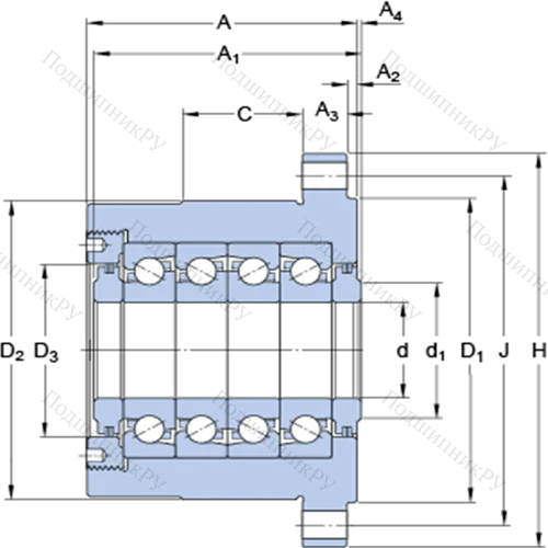 Прецизионные упорно-радиальные шарикоподшипники для винтовых передач, узел-картридж с фланцевым корпусом FBSA 212 A/QFC