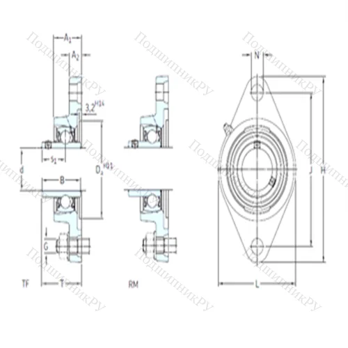 Подшипниковый узел шариковый радиальный FYTJ 1. TF