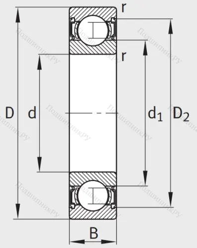 Однорядный шариковый подшипник 62310 2RSR от производителя  FAG