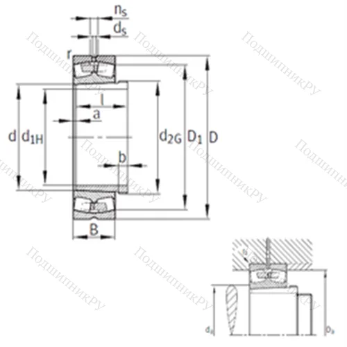 Подшипник роликовый радиальный самоцентрирующийся 230/600-B-K-MB+AH 30/600A