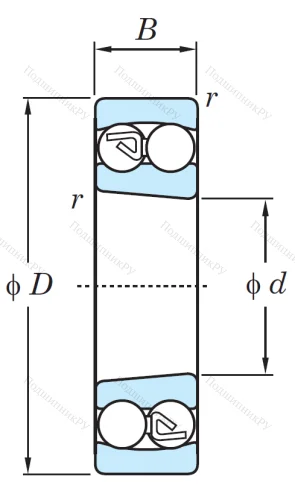 Двухрядный шариковый подшипник 1216 K от производителя  KOYO