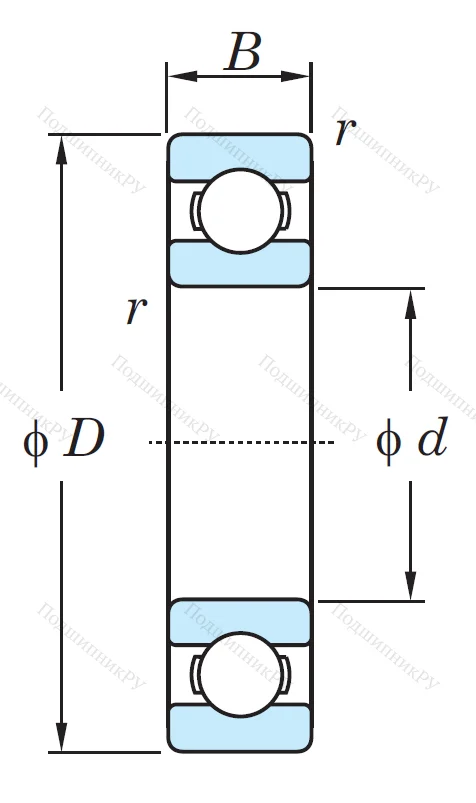 Однорядный шариковый подшипник 16015