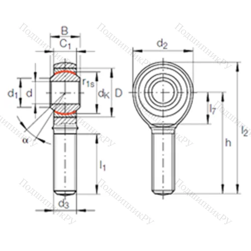 Подшипник скольжения сферический GAKR 5 PW