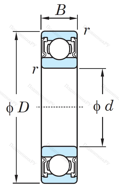 Однорядный шариковый подшипник 6207 2RS C 3