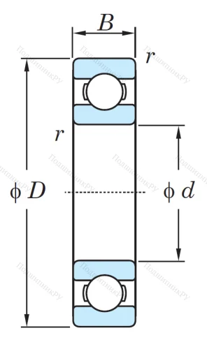 Однорядный шариковый подшипник 6312 CM от производителя  KOYO
