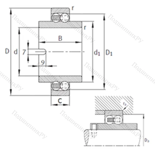 Подшипник шариковый радиальный самоцентрирующийся 11212-TVH