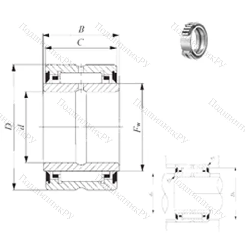Подшипник игольчатый радиальный BRI 243720 UU