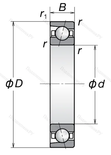 Однорядный шариковый подшипник 7024 A (46124 Л  ГОСТ) от производителя  NSK