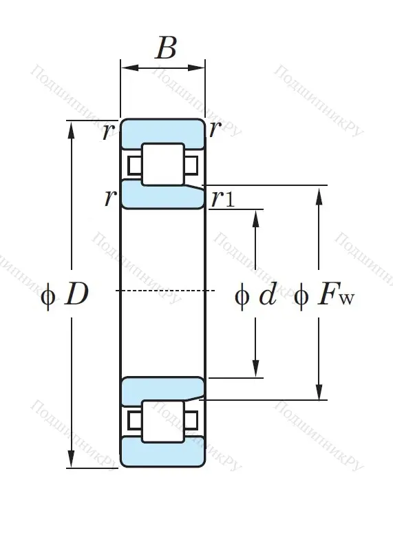 Роликовый цилиндрический подшипник NJ 2214