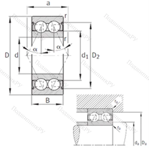 Подшипник шариковый радиально-упорный 3207-B-2Z-TVH