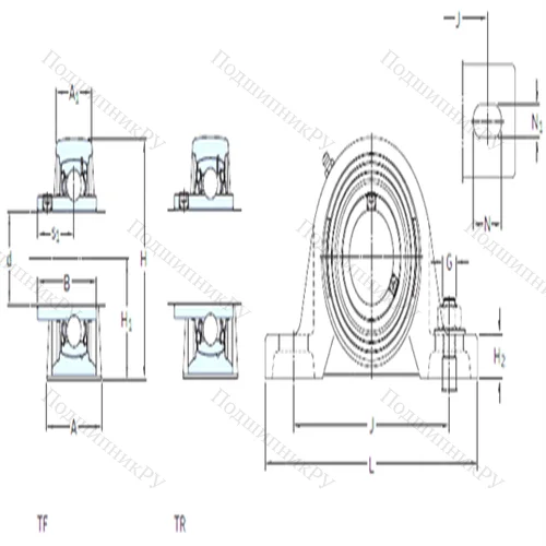 Подшипниковый узел шариковый радиальный SY 1.1/16 TF