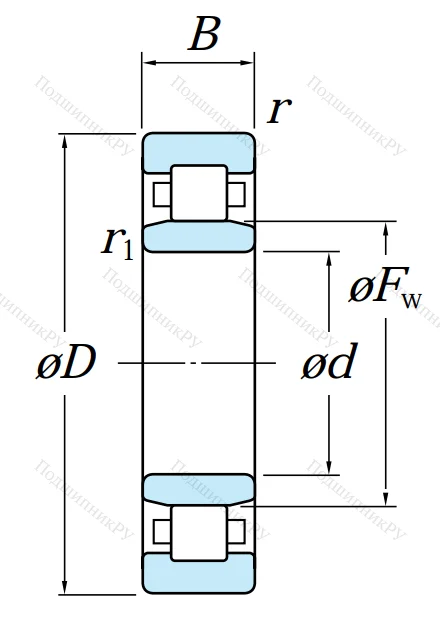 Роликовый цилиндрический подшипник NU 211