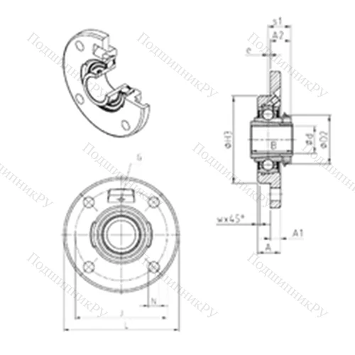Подшипниковый узел шариковый радиальный UKFCE 206H