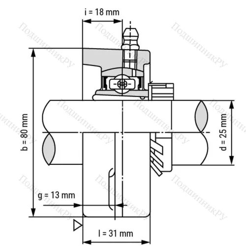 Подшипниковый узел UKFL 206+H 2306 - Вал: 25 мм