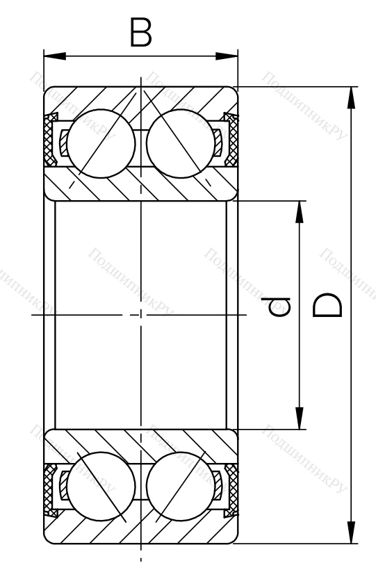 Двухрядный шариковый подшипник 1504 2RS (2204 2RS)