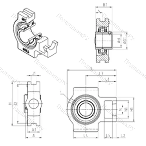 Подшипниковый узел шариковый радиальный UCT 305 от производителя  SNR