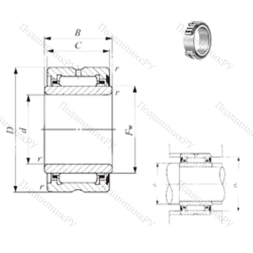 Подшипник игольчатый радиальный NA 4908U от производителя  IKO