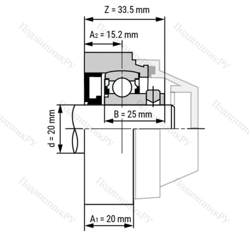 Подшипниковый узел WP-SSBFL 204 - Вал: 20 мм от производителя  LPZ