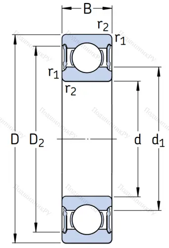 Однорядный шариковый подшипник 6312 2RS 1/HC 5C 3WT от производителя  SKF