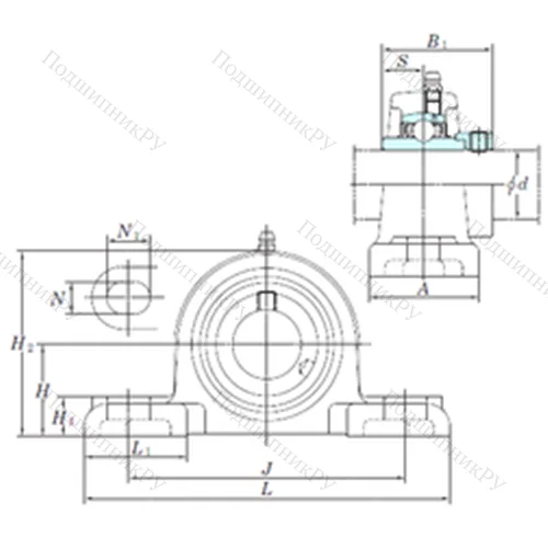 Подшипниковый узел шариковый радиальный NAPK 207-23 от производителя  KOYO