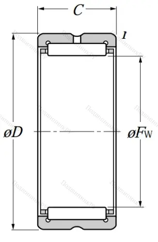 Игольчатый подшипник NK 22/16 R от производителя  NTN