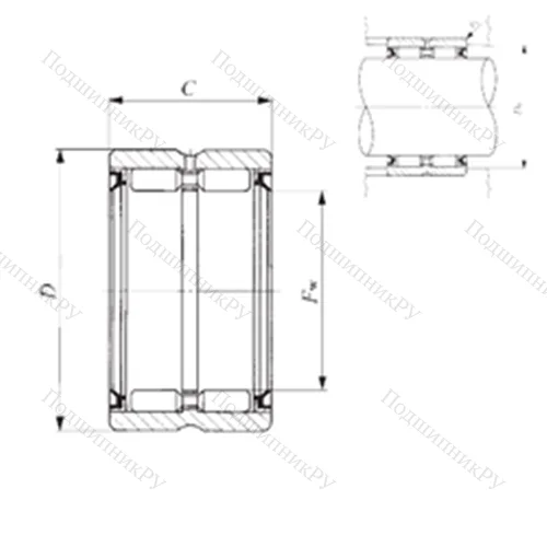Подшипник игольчатый радиальный GBR 162416 UU