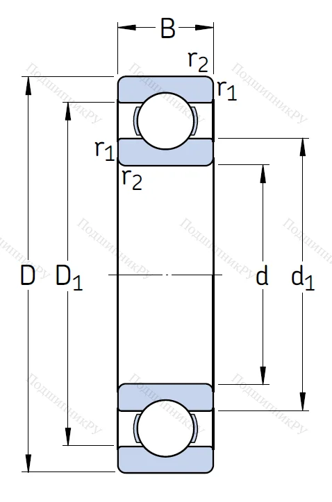 Однорядный шариковый подшипник 6317/C 4