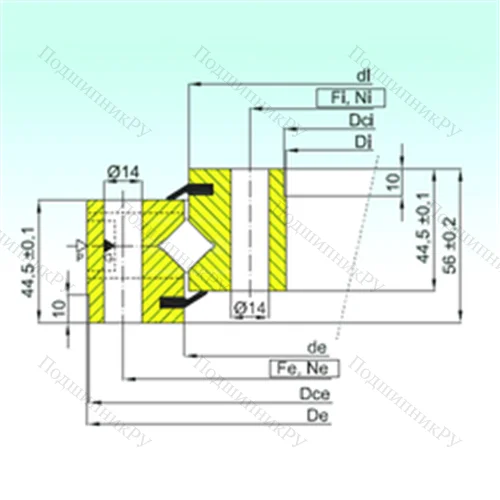 Подшипник роликовый опорно-поворотный NR 1.14.0544.200-1PPN