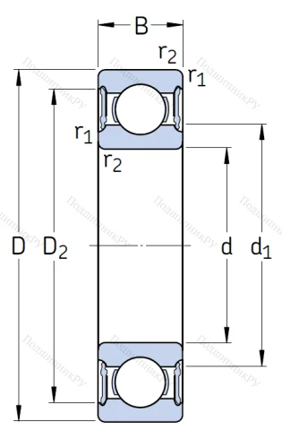 Однорядный шариковый подшипник 6312 2RS 1/C 3 от производителя  SKF