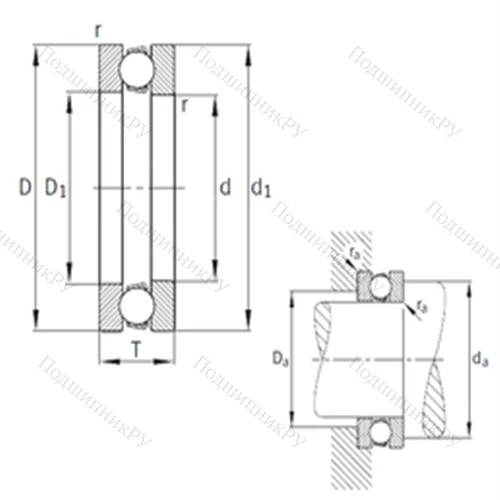Подшипник шариковый упорный 511/500-MP