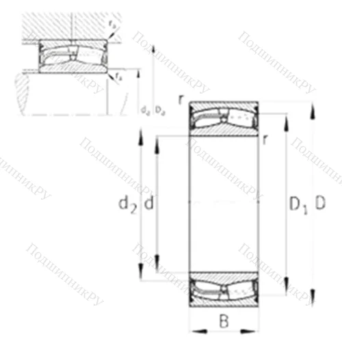 Подшипник роликовый радиальный самоцентрирующийся 24122-E 1-2VSR-H 40