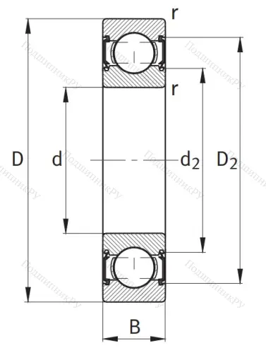 Однорядный шариковый подшипник 6000 C 2HRS от производителя  FAG