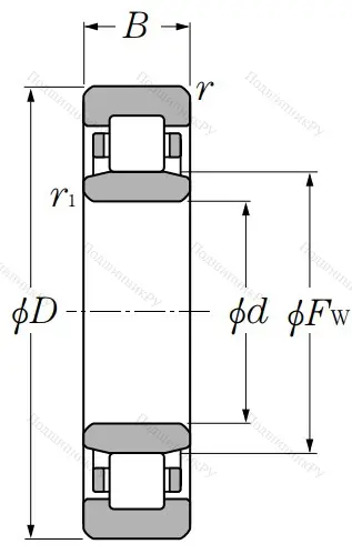 Роликовый цилиндрический подшипник NU 2215