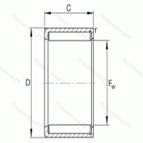 Подшипник роликовый игольчатый с одним наружным штампованным кольцом HN 1212