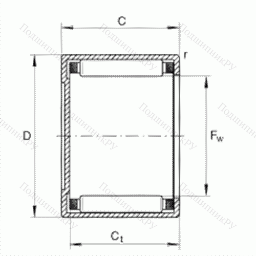 Подшипник роликовый игольчатый с одним наружным штампованным кольцом, закрытым с одной стороны BK 1010