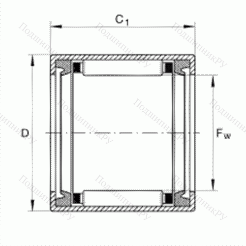 Подшипник роликовый игольчатый с одним наружным штампованным кольцом SCE 812-PP